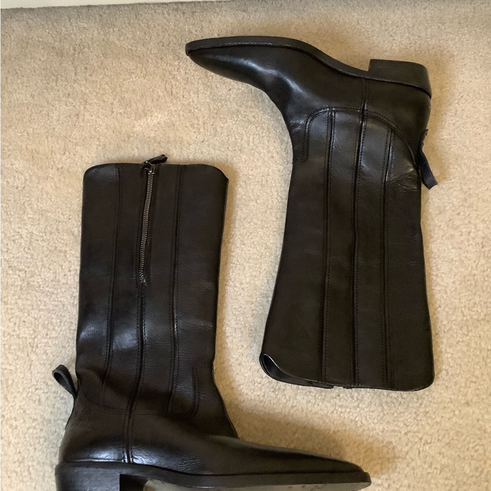 Free People Sleek Black Leather Boots - Picture 8 of 14